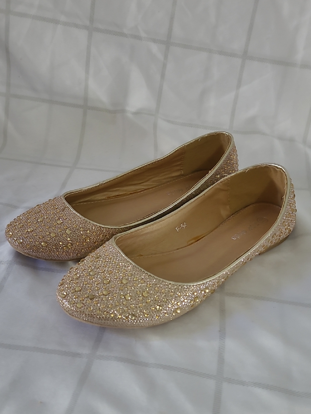 TOP MODA WOMEN'S BALLET FLAT RHINESTONE ROSE GOLD SIZE 6.5